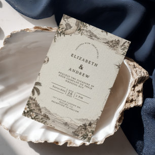 Vintage World Travel Wedding Invitation