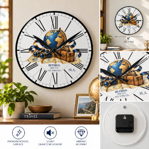 Vintage World Traveller Retirement Monogram Round Clock