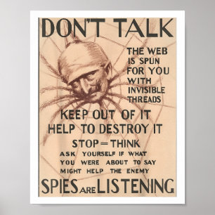 Vintage World War 1 Poster Design Talk Spider Spie