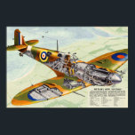 Vintage World War 2 British Spitfire Plane Cutaway Poster<br><div class="desc">Celebrate aviation history with this stunning vintage WW2 Spitfire poster featuring the legendary British RAF fighter plane. The Spitfire, known for its speed and agility, played a crucial role in the Battle of Britain and beyond. This high-quality reproduction is perfect for history buffs, aviation enthusiasts, veterans, and military decor lovers....</div>