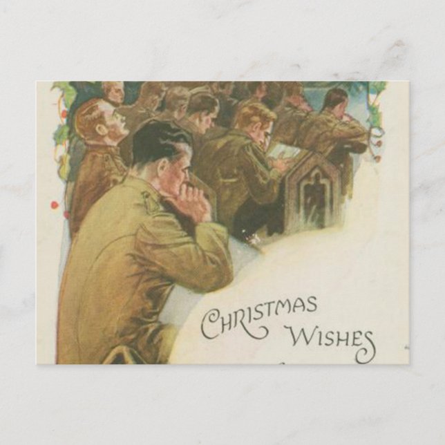 Vintage World War Christmas Holiday Postcard (Front)
