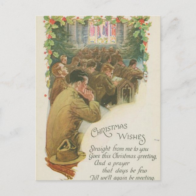 Vintage World War Christmas Holiday Postcard (Front)