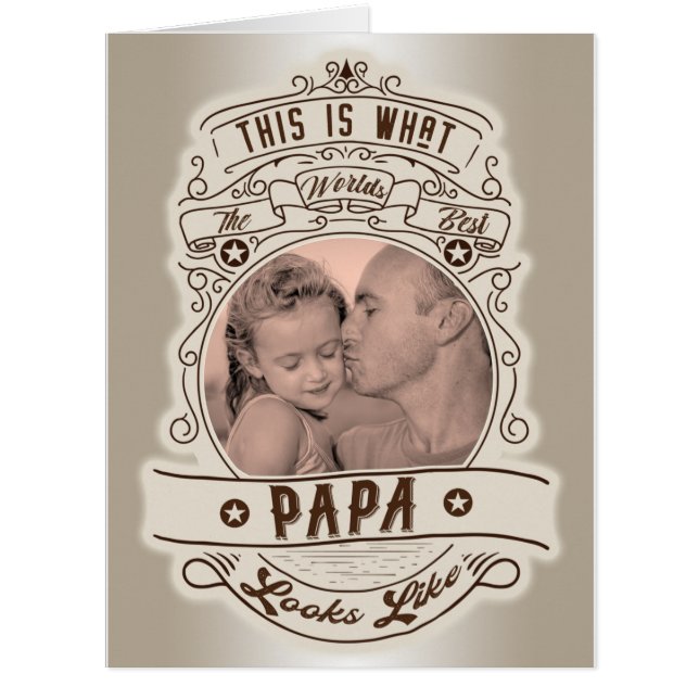 Vintage World's Best Papa Quote Photo Card (Front)