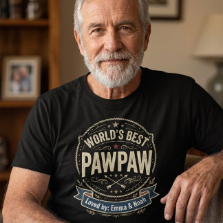 Vintage World's Best Pawpaw Custom Grandkids Names T-Shirt