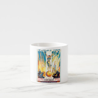 Vintage Worlds Fair Chicago 1933 Poster Espresso Cup