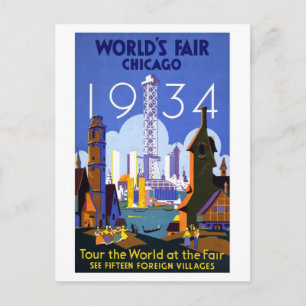 Vintage Worlds Fair Chicago 1934 Postcard