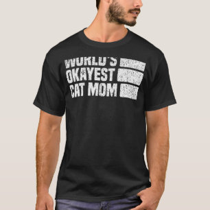 Vintage World's Okayest Cat Mum Retro White Nation T-Shirt