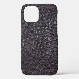 Vintage Worn Textured Black Leather iPhone 12 Case