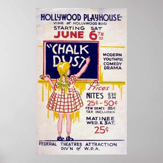 Vintage WPA Federal Theatre Project Hollywood Play Poster (Front)