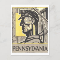 Vintage WPA Poster: Pennsylvania Coal Miner