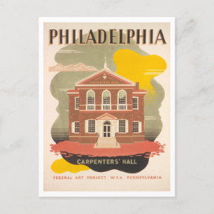 Vintage WPA Poster Philadelphia Carpenters' Hall Postcard