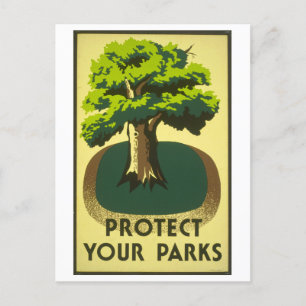 Vintage WPA Poster "Protect Your Parks" Postcard