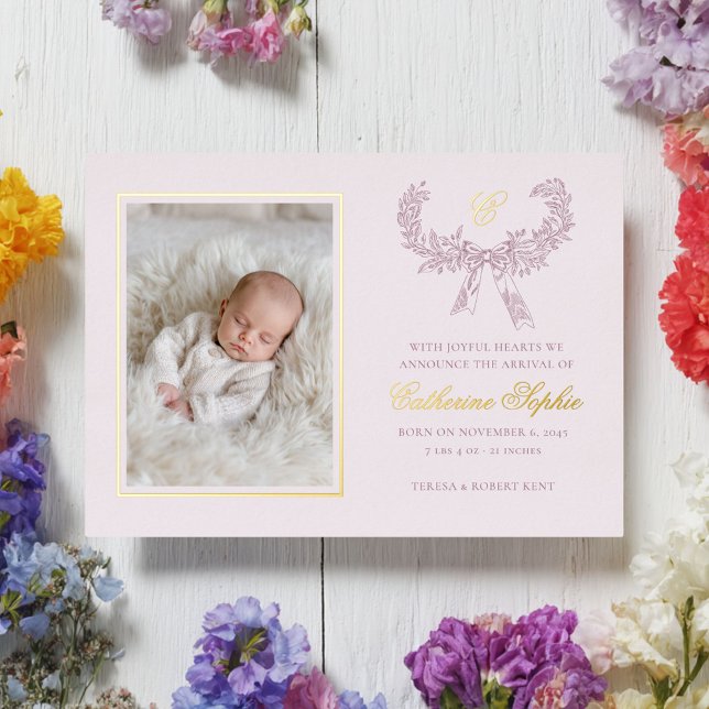 Vintage Wreath Ribbon Bow Pink Baby (Creator Uploaded)