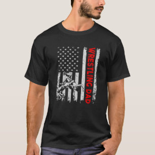 Vintage Wrestling Dad USA Flag Retro Fathers Day D T-Shirt