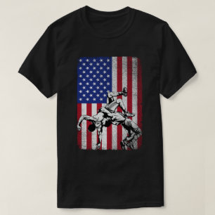 Vintage Wrestling Fans American Flag Wrestle T-Shirt