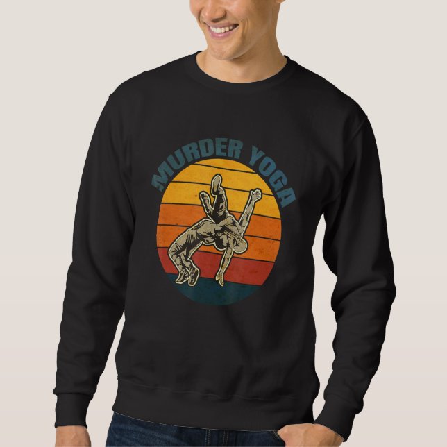 Vintage Wrestling Murder Yoga Whistler Humour Sweatshirt (Front)