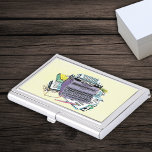 Vintage Writer’s Tools Typewriter Paper Pencil Business Card Holder<br><div class="desc">This is a vintage illustration image of an old fashioned typewriter and other writer’s tools including pencils,  paper,  glasses.  See my store Art by MAR for matching products with this design.</div>