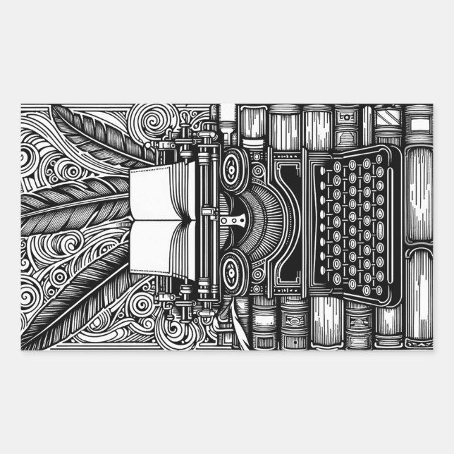 Vintage Writer's Theme 3 Colour Me Rectangular Sticker (Front)
