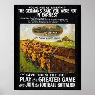 Vintage WW1 British Football Battalion Poster