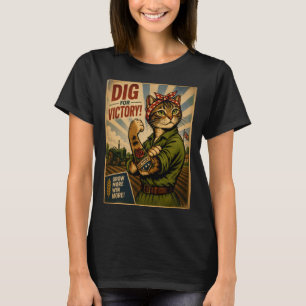 Vintage WW2 Land Girl Pop Art Cat Retro T-Shirt