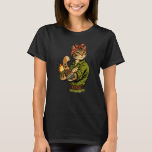 Vintage WW2 Land Girl Pop Art Cat Retro T-Shirt