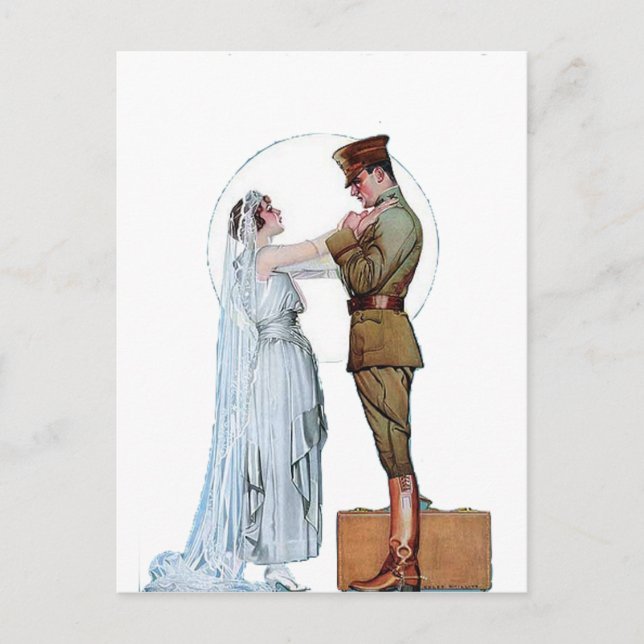 Vintage WWI Army Bride Postcard (Front)