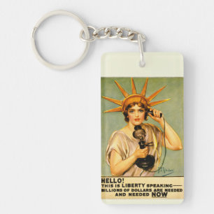 Vintage WWI Hello This Is Liberty Speaking Poster Key Ring