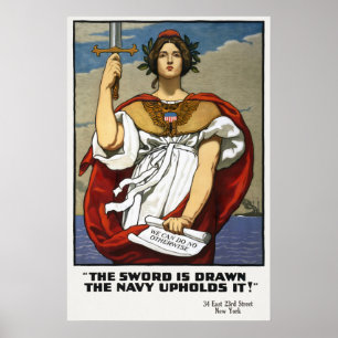 Vintage WWI Navy Recruitment Poster Kenyon Cox Art