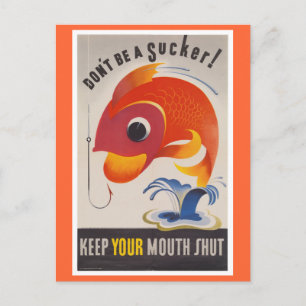 Vintage WWII American Propaganda Fish Postcard