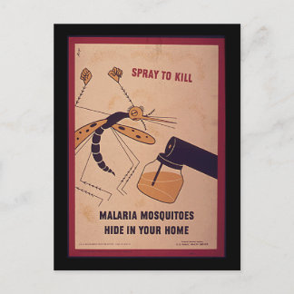 Vintage WWII Kill Malaria Mosquitoes Postcard