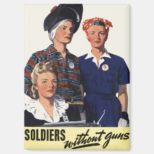 Vintage WWII Soldiers Without Guns Feminist Art Magnet