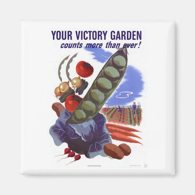 Vintage WWII Victory Garden Propaganda Poster Magnet (Front)