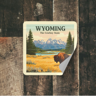 Vintage Wyoming Square Sticker