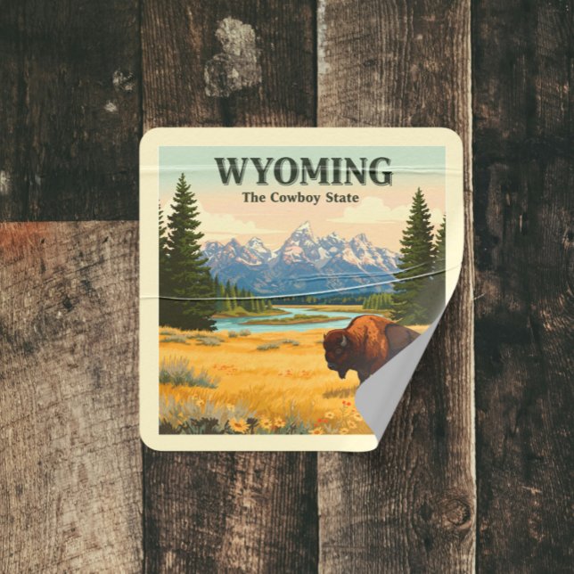 Vintage Wyoming Square Sticker (Creator Uploaded)