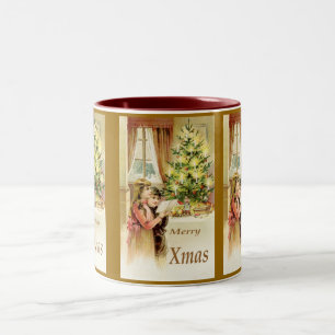 Vintage Xmas 1902 Two-Tone Coffee Mug