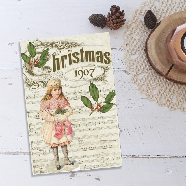 Vintage Xmas 1907 Girl Sheet Music Decoupage Craft (Creator Uploaded)