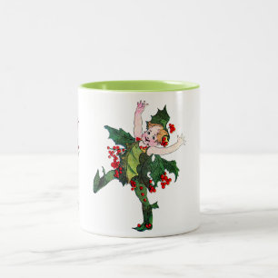 Vintage Xmas Pixies Two-Tone Coffee Mug