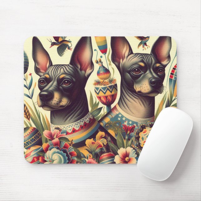 Vintage Xoloitzcuintle Illustration Mouse Pad (With Mouse)
