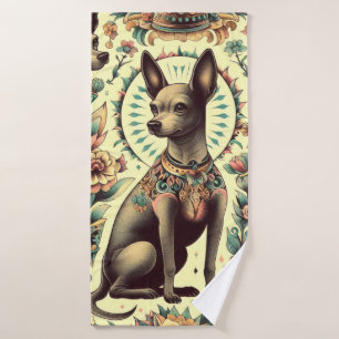 Vintage Xoloitzcuintle Seamless Bath Towel