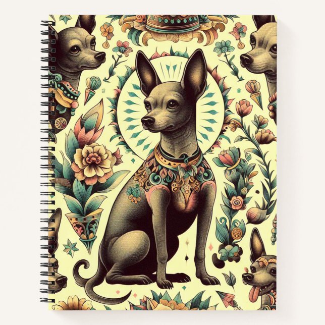 Vintage Xoloitzcuintle Seamless Notebook (Front)