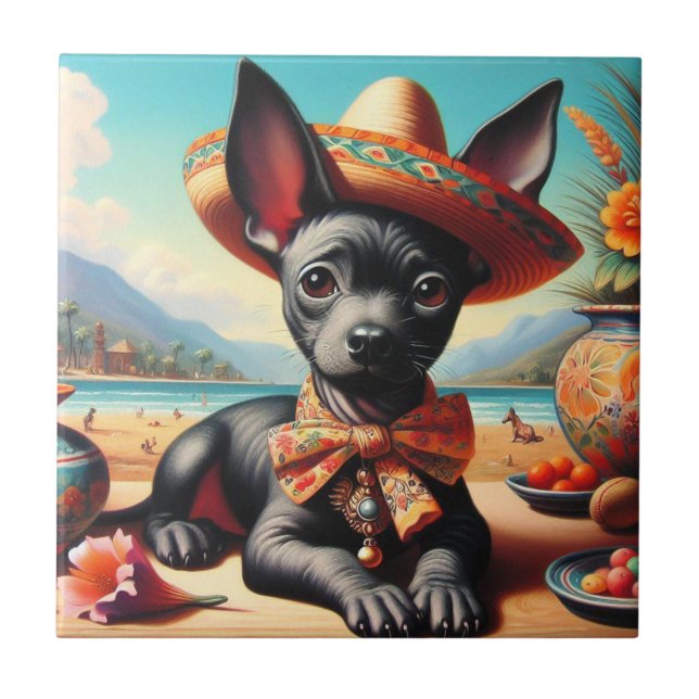 Vintage Xoloitzcuintle Tile (Front)