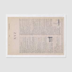 Vintage XYZ Dictionary Page from Book Tissue Paper