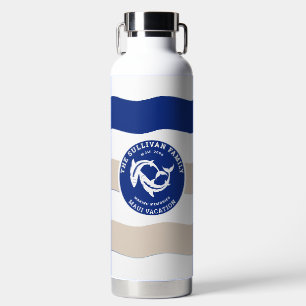 Vintage Yacht Club Navy Nautical Shark Family Water Bottle