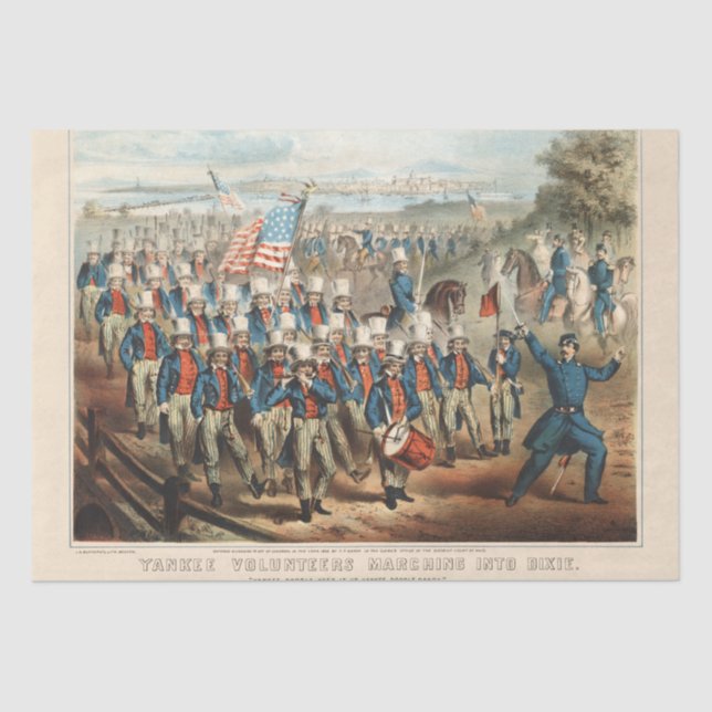 Vintage Yankee Volunteers Marching Dixie Decoupage Tissue Paper (Front)