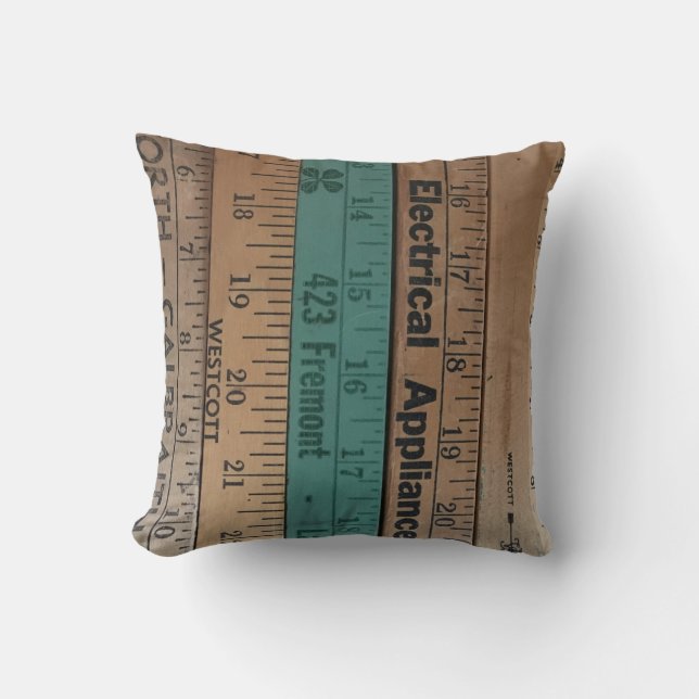Vintage Yardstick Pillow (Front)
