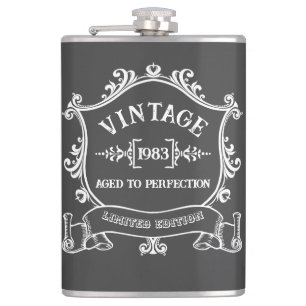 Vintage Year Aged to Perfection Birthday Year Hip Flask
