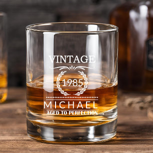 Vintage Year Milestone Name Monogram Birthday Whiskey Glass