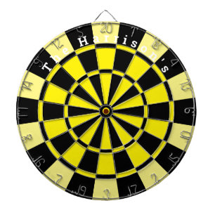 Vintage Yellow and Black with custom text Dartboard