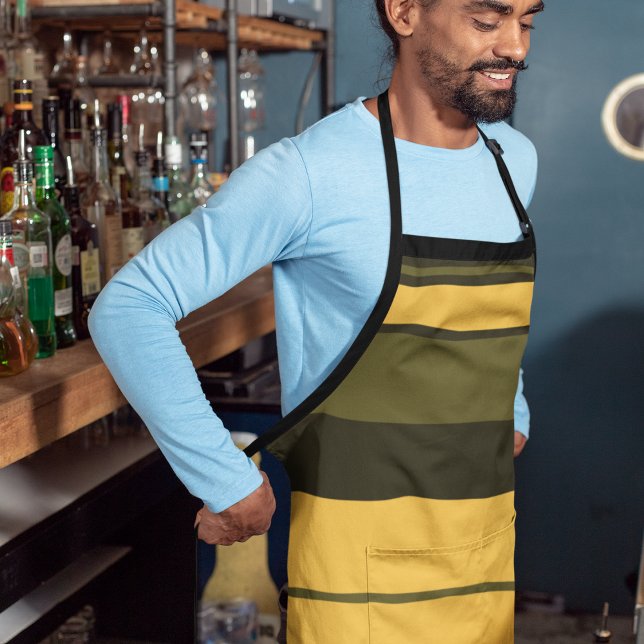 Vintage Yellow and Green Stripes Apron (apron)