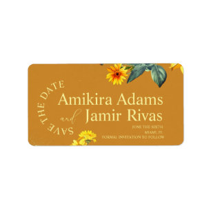 Vintage Yellow and Mustard Sunflowers Label